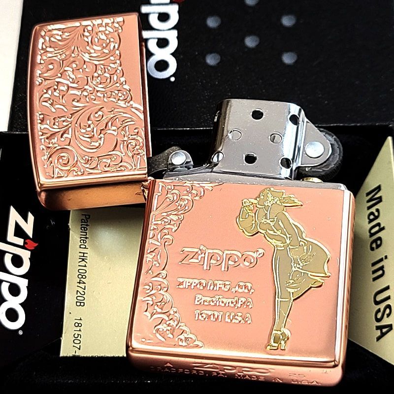 ZIPPO ライター ピンクゴールド ジッポ ウィンディ アラベスク マット 