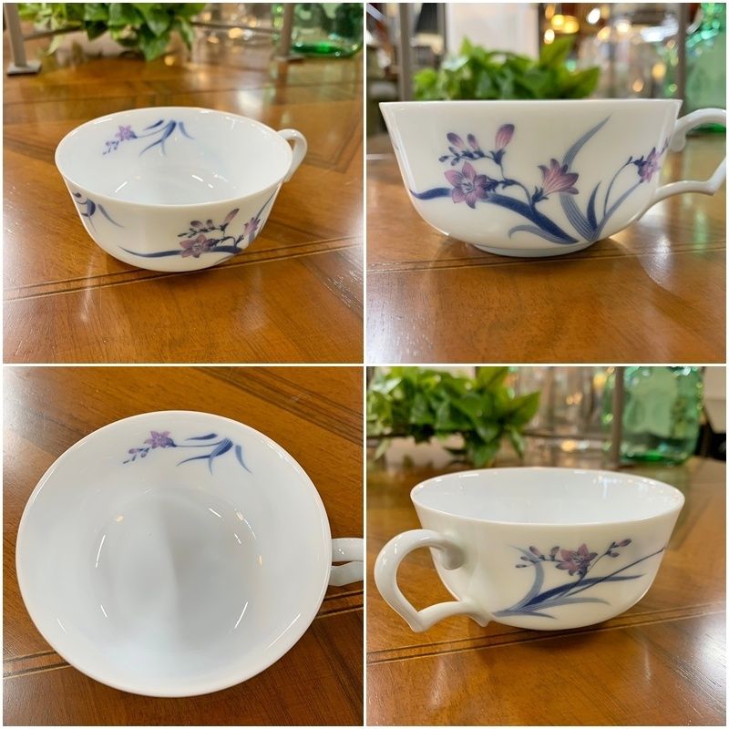 ノリタケ スタジオコレクション カップ＆ソーサー 3客 Noritake studio collection ムラサキ × ホワイト 紫 白 花柄  かわいい シンプル ティーカップ レトロ【RU0421-5】 - メルカリ