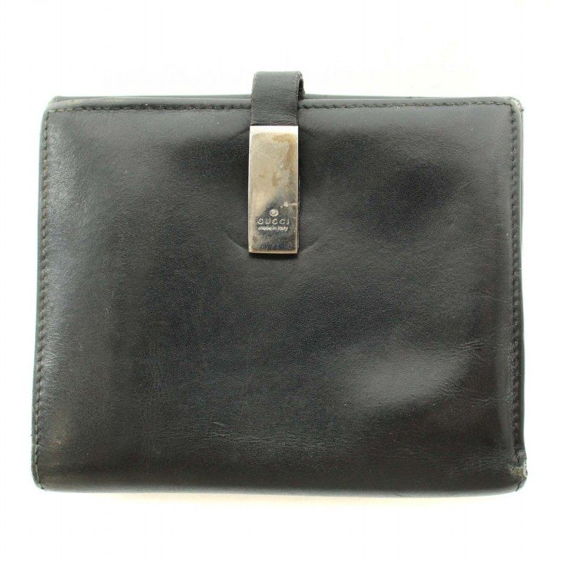 グッチ GUCCI Wホック財布 二つ折り財布 ウォレット レザー 黒 ブラック 035 0959 2049 /BB ■OH