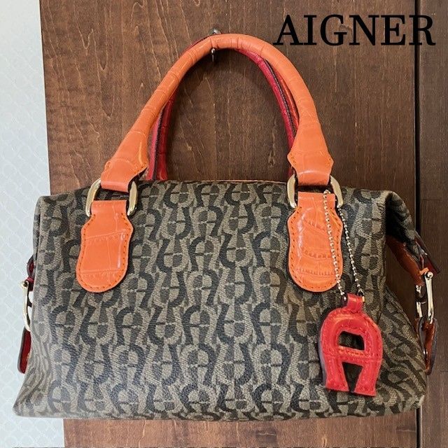 アイグナー ドイツ AIGNER PVCレザー ミニボストンバッグ ハンドバッグ 