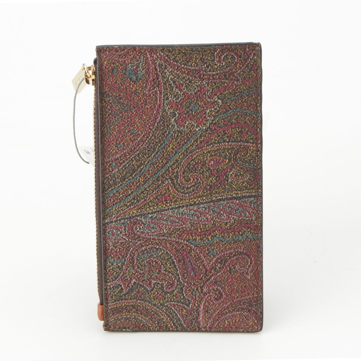 エトロ レザー トイプードル ペイズリー柄 カードケース コインケース ブラウン