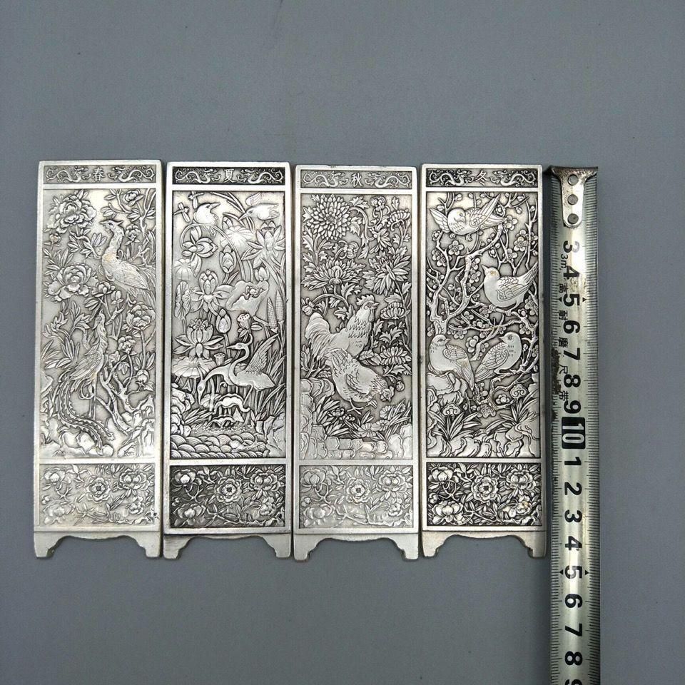 4枚屏風 春夏秋冬 希少 美品 コレクション 装飾品 工芸品美術品