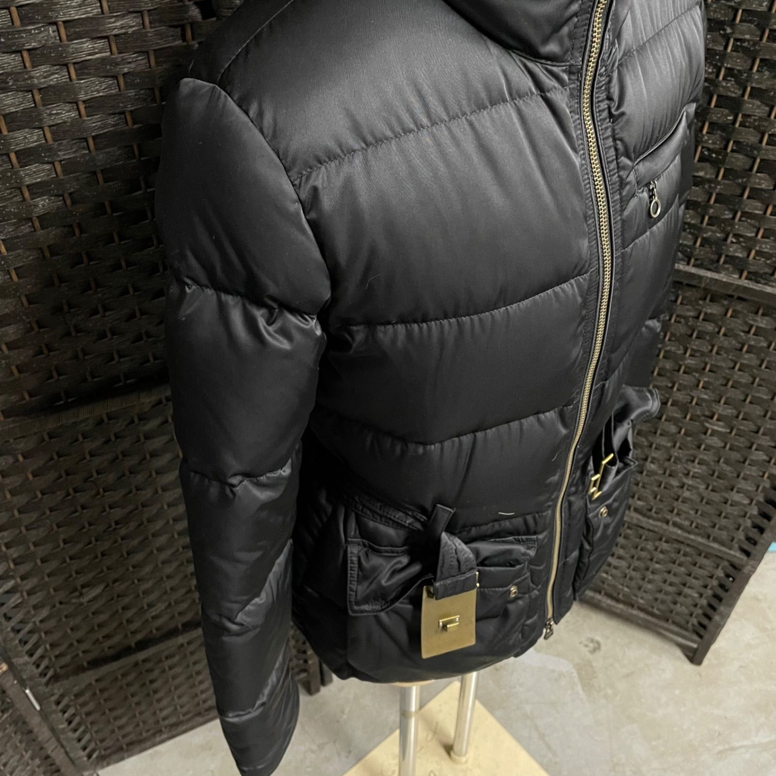 ラルフローレン ダウンジャケット ベルト ロゴプレート Mサイズ 黒