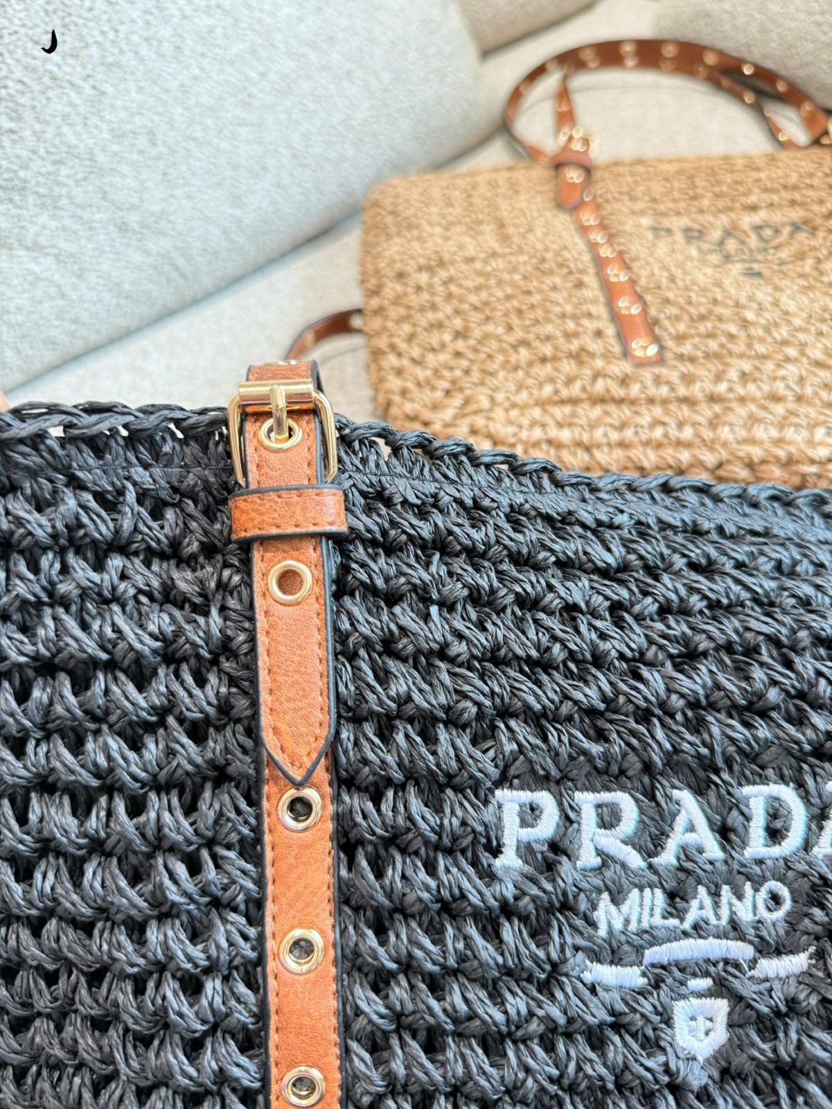 今日特価】Prada Straw Tote Bag - ストローショッピングバッグ