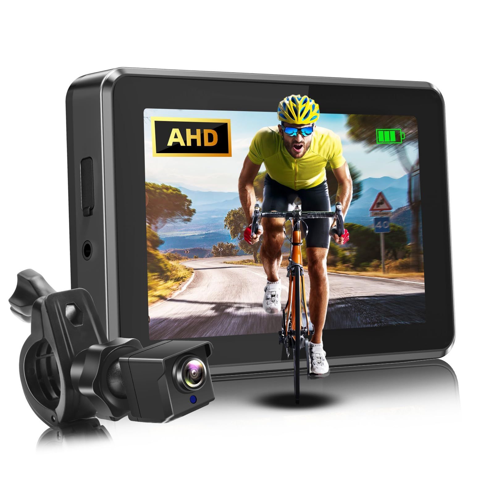 角度360°調節 110°水平画角IP68防水自転車カメラ Φ20-42MMハンドルに対応 AHD高精細画質 取付簡単 バックミラー 4.3インチ自転車 に対応 ミラー 自転車 自転車バックカメラ ATOVANKA
