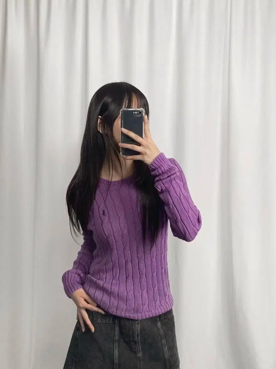 ポロ ピマ コットン ケーブル編み ニット