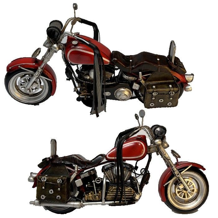 ブリキのバイクフィギュア ヴィンテージ風 D レッド アメリカン 手作り ブリキのバイクフィギュア ヴィンテージ風 D レッド アメリカン