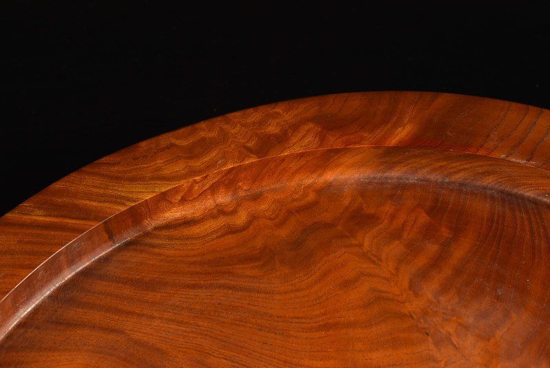 蔵A2327a 民藝 本欅刳り貫き盆 丸盆 48ｃｍ 鳥取民芸