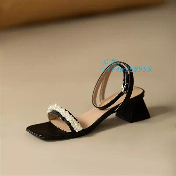 22.0-24.5CM サンダル レディース ストラップ ヒール5.5CM ストラップサンダル 黒 アンクルストラップ vii4w768958 WWW_WOWDIGSITE_COM