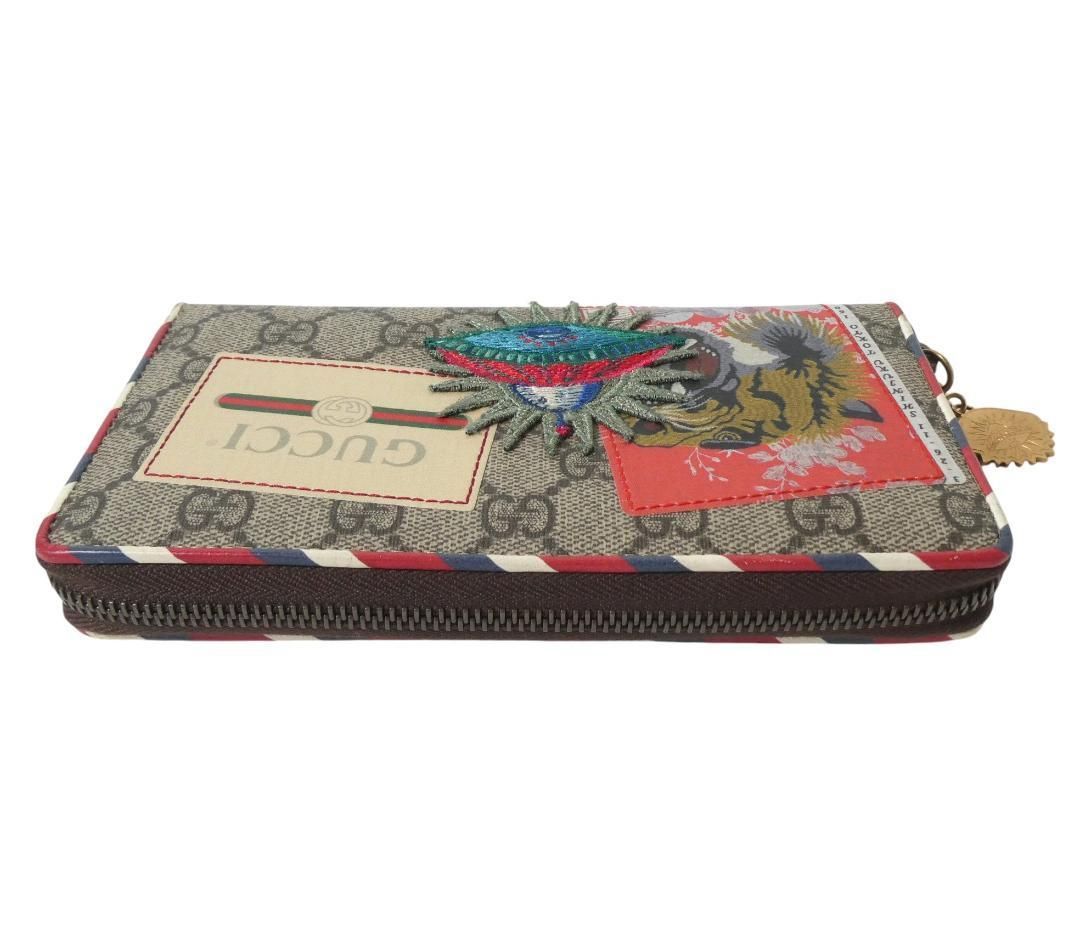 美品 GUCCI グッチ GGスプリーム 虎 UFO パッチワーク レザー 小銭入れ