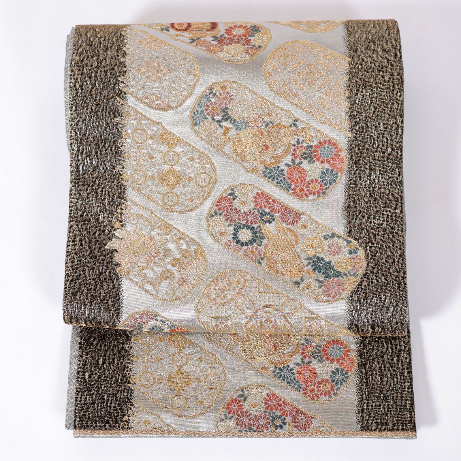 袋帯　六通　紋屋井関　御寮織　手織り　鼓　琵琶　琴　/1072 袋帯 六通 紋屋井関 御寮織 手織り 鼓 琵琶 琴 /1072 - メルカリ