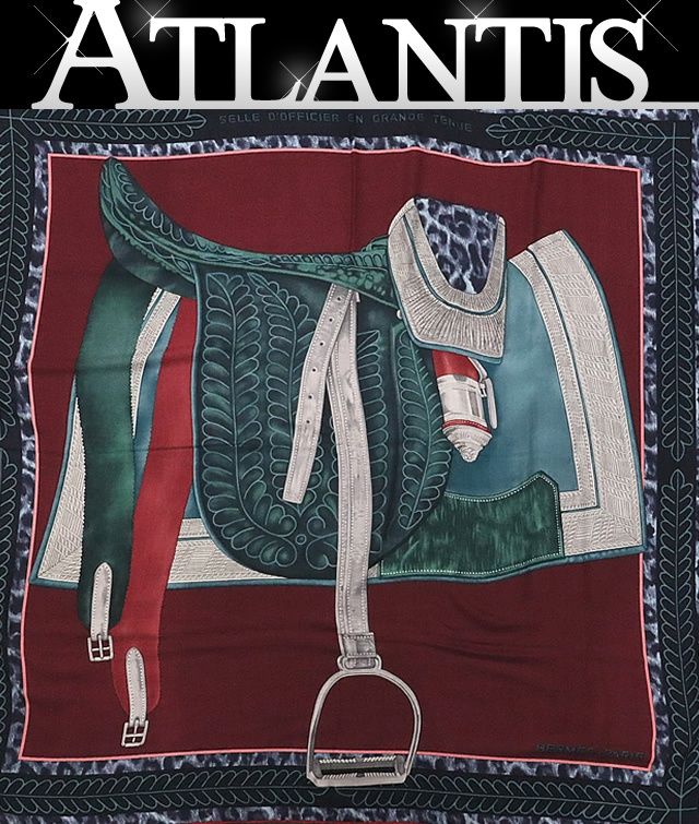 広尾店 エルメス HERMES カレ140 大判スカーフ 土官鞍の礼装 カシミア70％ シルク30％ 17353