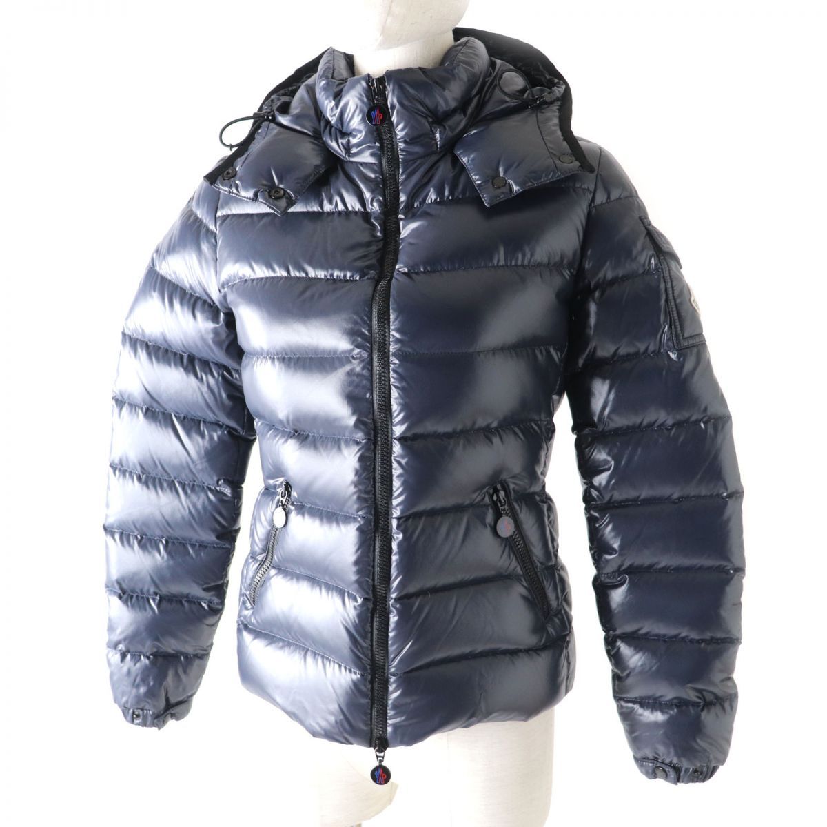 美品★正規品 MONCLER モンクレール BADY バディ フード・ロゴワッペン付き ZIP UP ダウンジャケット レディース ネイビー 紺 00  冬物◎