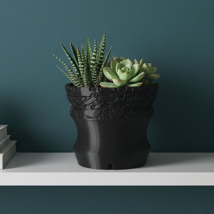 植木鉢 多肉植物 観葉植物 3Dプリンター ブラック アガベ 作家鉢(BT