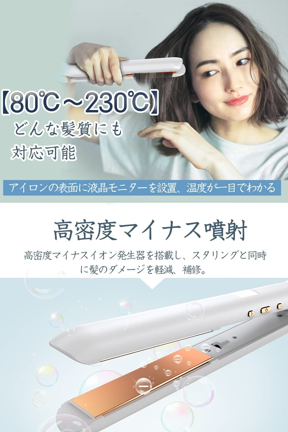 Bestore セラミック ヘアアイロン ストレート 24mmプレート 80℃～230