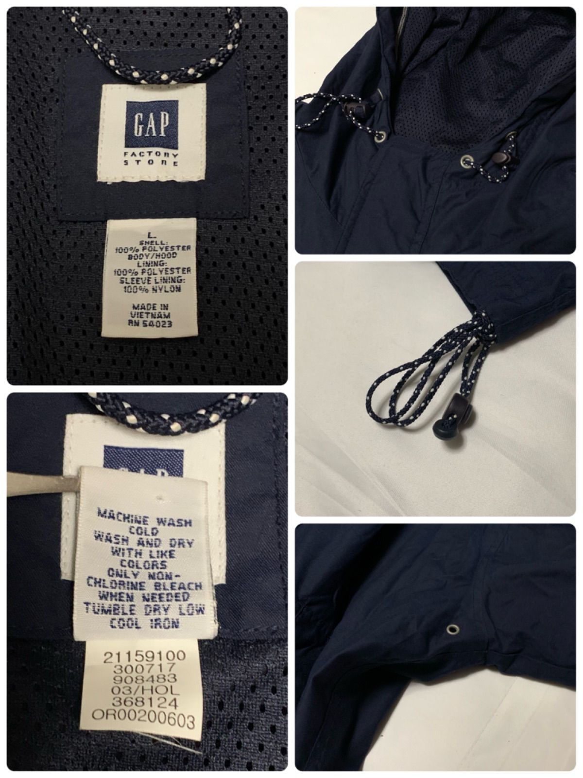 00s GAP Nylon Mountain Parka ギャップ ナイロンマウンテンパーカー ネイビー Lサイズ マルチポケット ベンチレーション ドローコード Y2K テックウェア ストリート アウトドア OLD GAP オールドギャップ