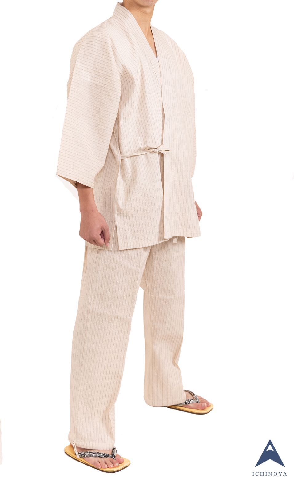 作務衣 しじら織刺子作務衣 生成 ベージュ よろけ調刺子 先染織物 遠州織物 WWW_NOITHATQUANGTHANH_NET