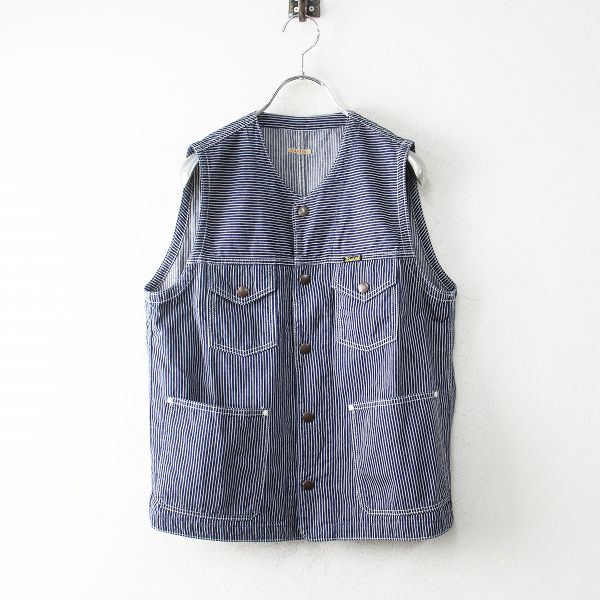 KAPITAL キャピタル ヒッコリーストライプ ノーカラーワークベスト 1(S  