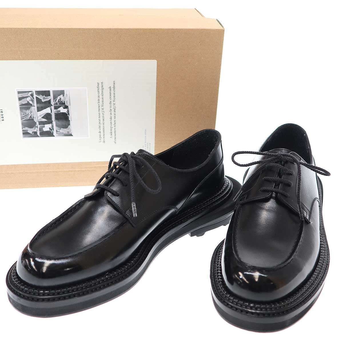 sacai×J.M WESTON サカイ ジェイエムウエストン Golf Derby ゴルフ ボックスカーフダービーシューズ 1531AVL1420D ブラック 8D