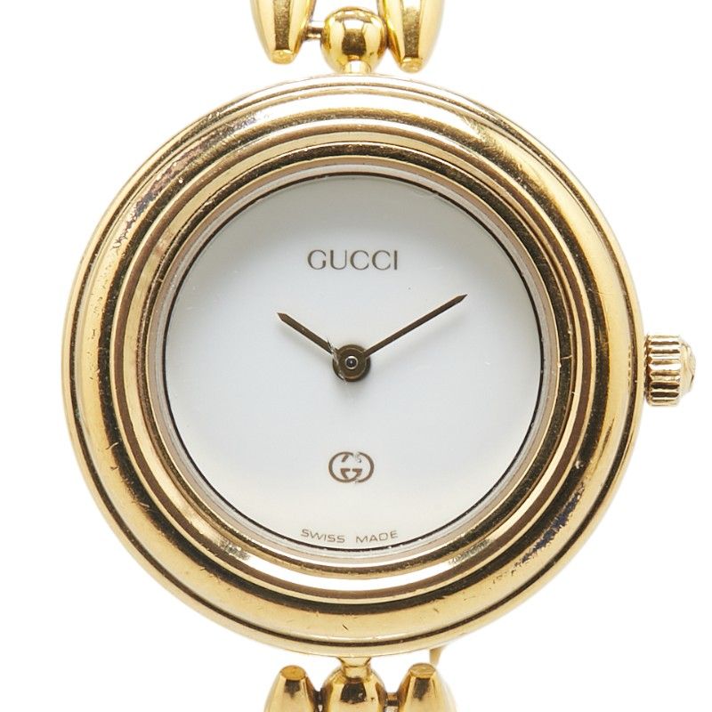 グッチ チェンジベゼルウォッチ 1100-L メッキ レディース GUCCI【1