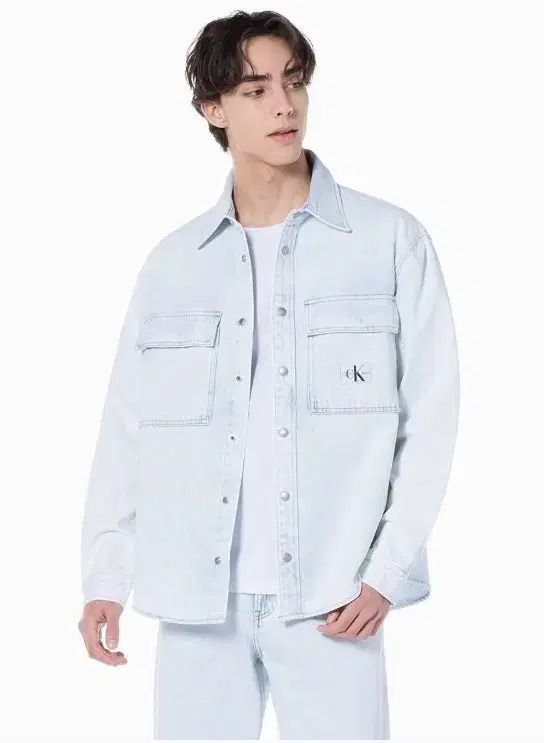Calvin Klein カルバ ンクライン CK ライトブルー デニムシャツ M