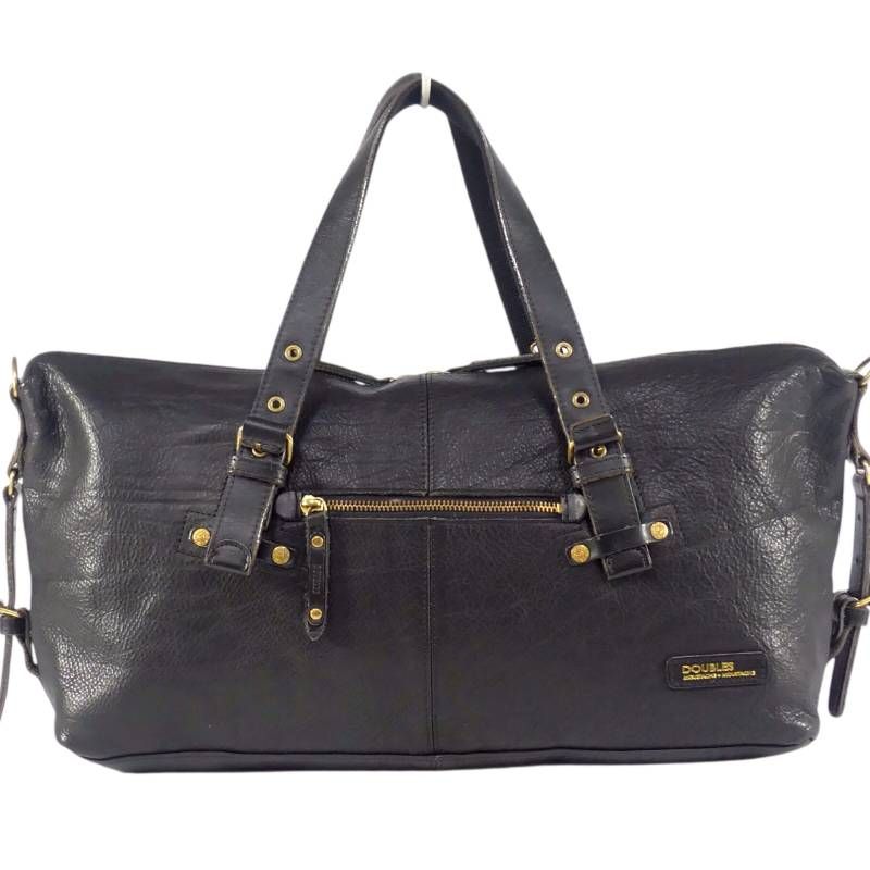 DOUBLES ダブルス ボストンバッグ 旅行 レザー 本革 黒 ブラック 大容量 肩掛けショルダーバッグ メンズ レディース ボストンバッグ一覧←SEULB屋着古← NR4631