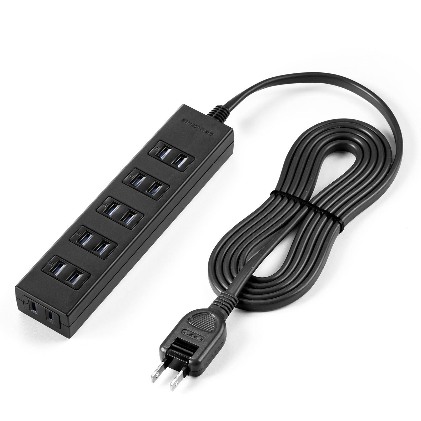 ほこり防止 雷ガード マグネット スイングプラグ 2m ブラック 6個口 電源タップ 700-TAP055-2BK サンワダイレクト