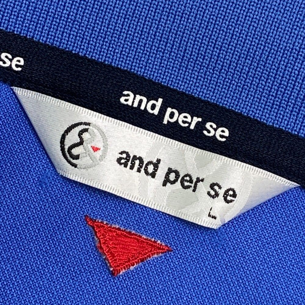 サイズ：L AND PER SE アンパスィ 2022年 半袖ポロシャツ 刺繍 総柄 ブルー系 [240101428183] ゴルフウェア メンズ ストスト サイズ：L AND PER SE アンパスィ 2022年 半袖ポロシャツ 刺繍