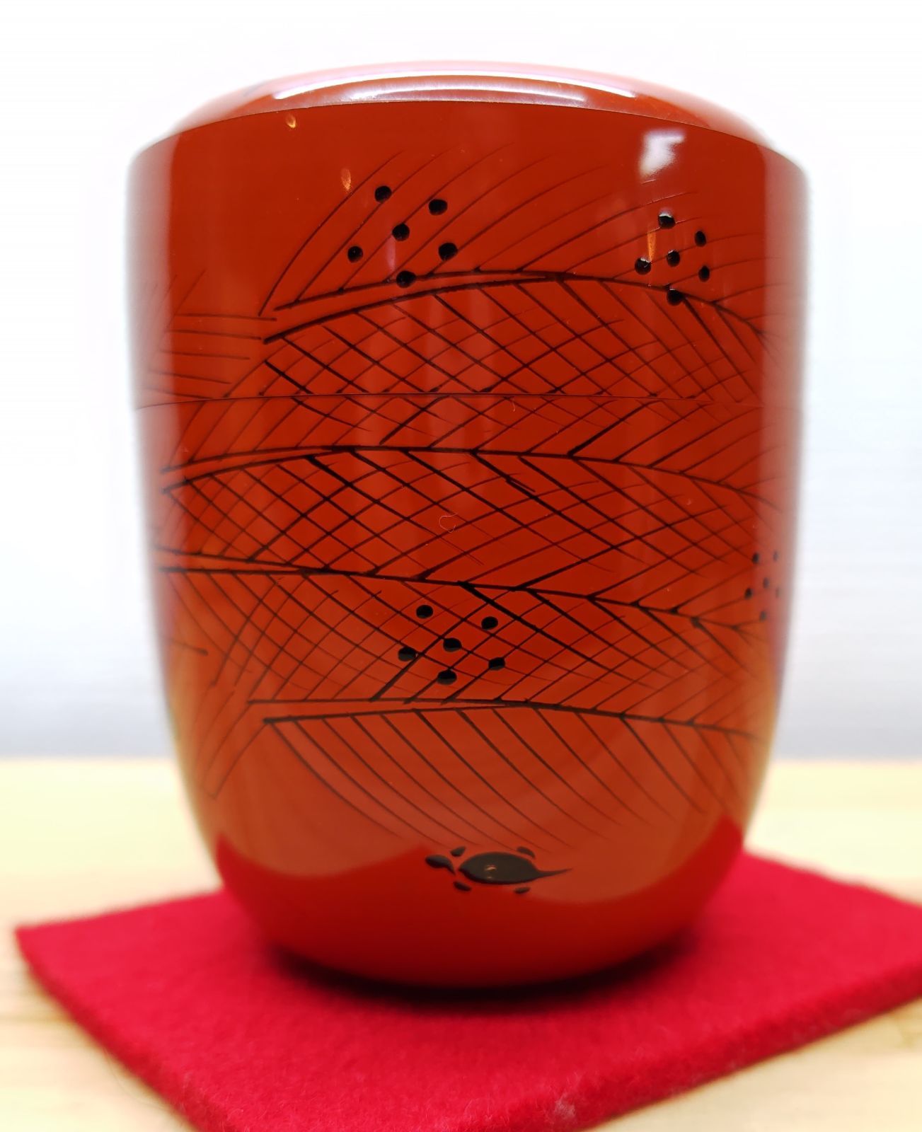 逢絢亭】茶道具 大棗 輪島塗 沈金彫り 表千家流書付 前志芸男 共箱入り