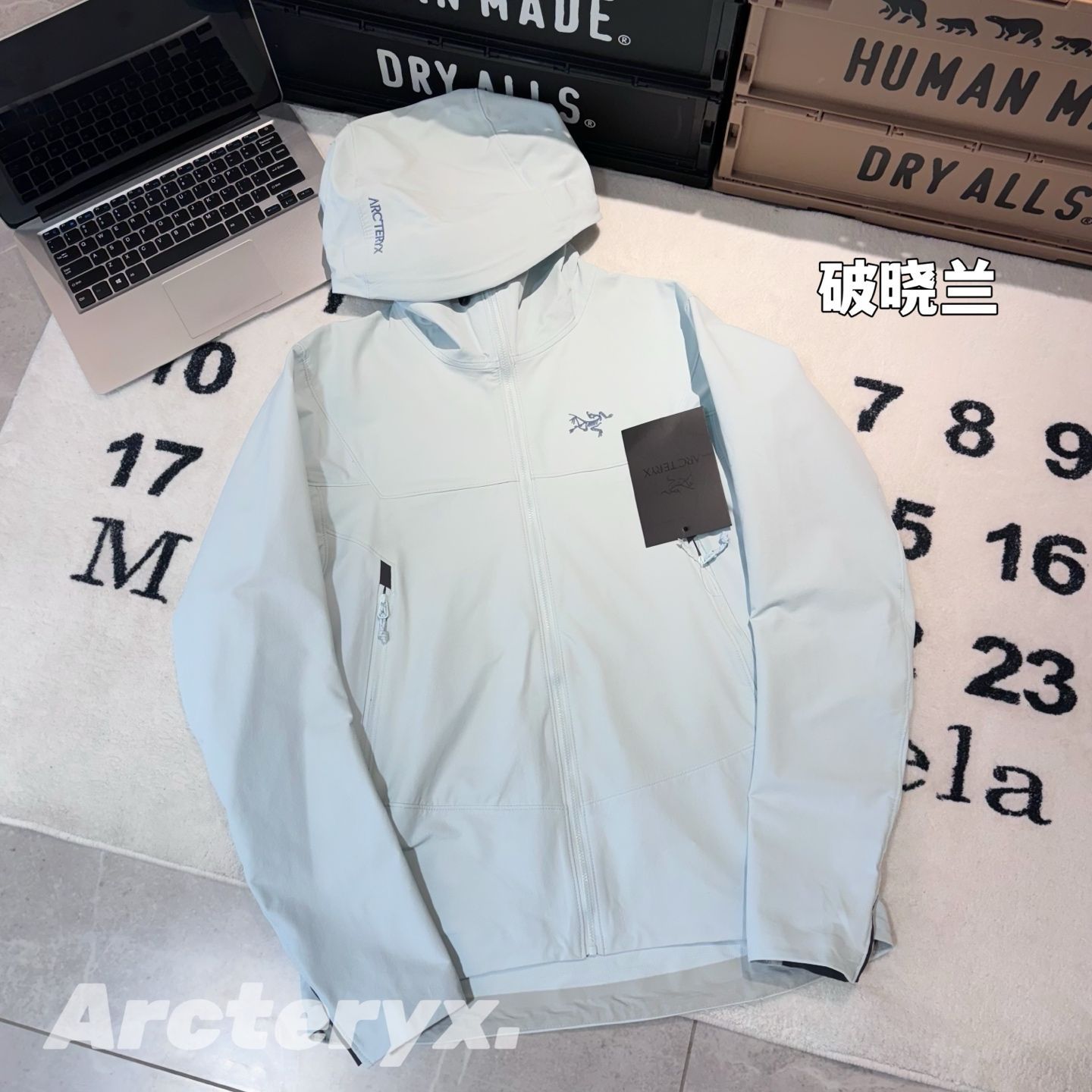 Arcteryx ロゴ入り防風フードジャケット