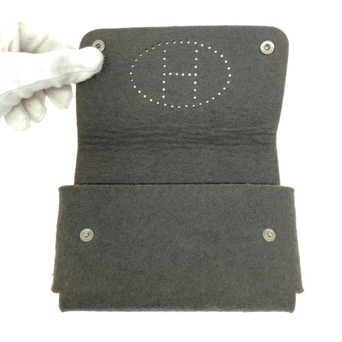 HERMES エルメス 最新 エテュイカルトGM ポーチ フェルト グレー ユニ