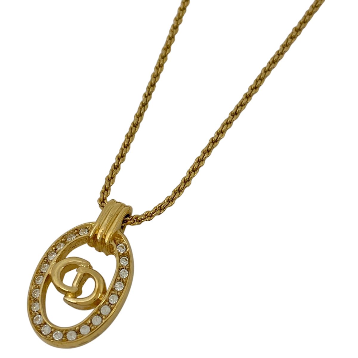品特価 Christian Dior ゴールド オーバル型ペンダント ネックレス