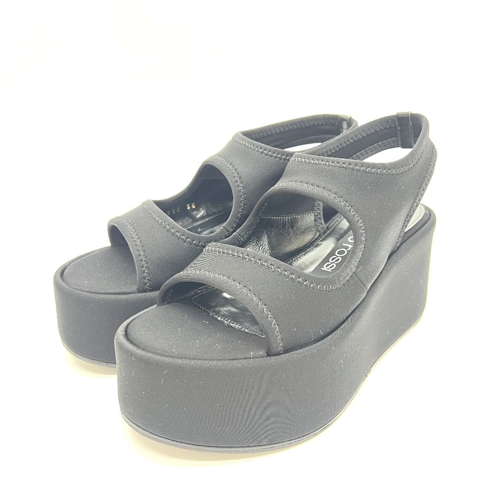 Sergio Rossi セルジオロッシ サンダル ヴェッジドラゴンフルーツ 厚底 BO7930 サテン ブラック