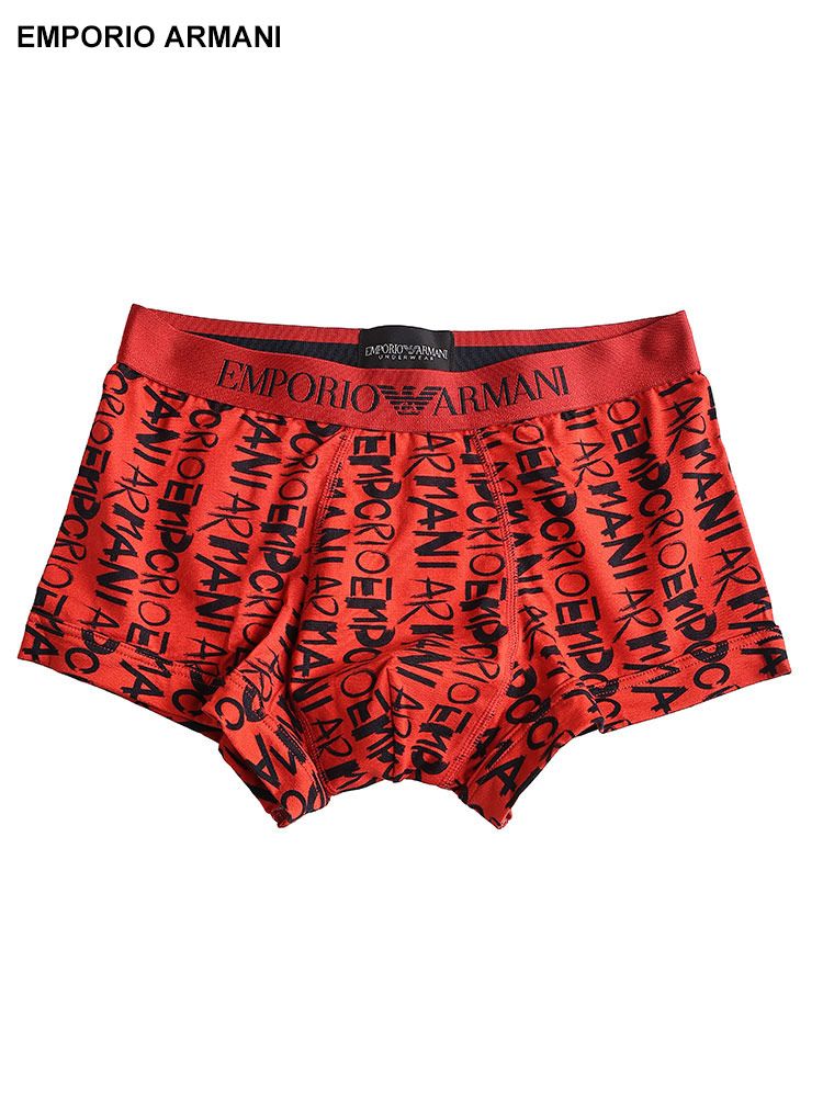 EMPORIO ARMANI (エンポリオアルマーニ) ロゴプリント 前閉じ ボクサーパンツ EAU1113894F506 メンズ (レッド)