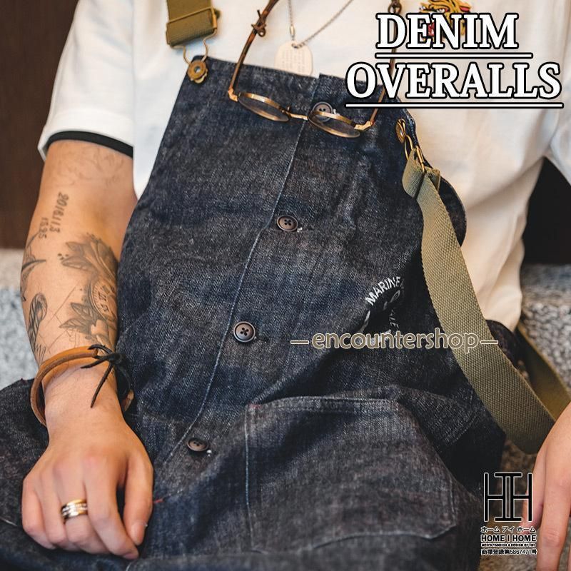 オーバーオール デニムパンツ メンズ パンツ ジーンズ デニムオーバーオール ワンポイント ゆったり ワーク アメカジ サロペット つなぎ デニム 作業着 おしゃれ zz1111430495de