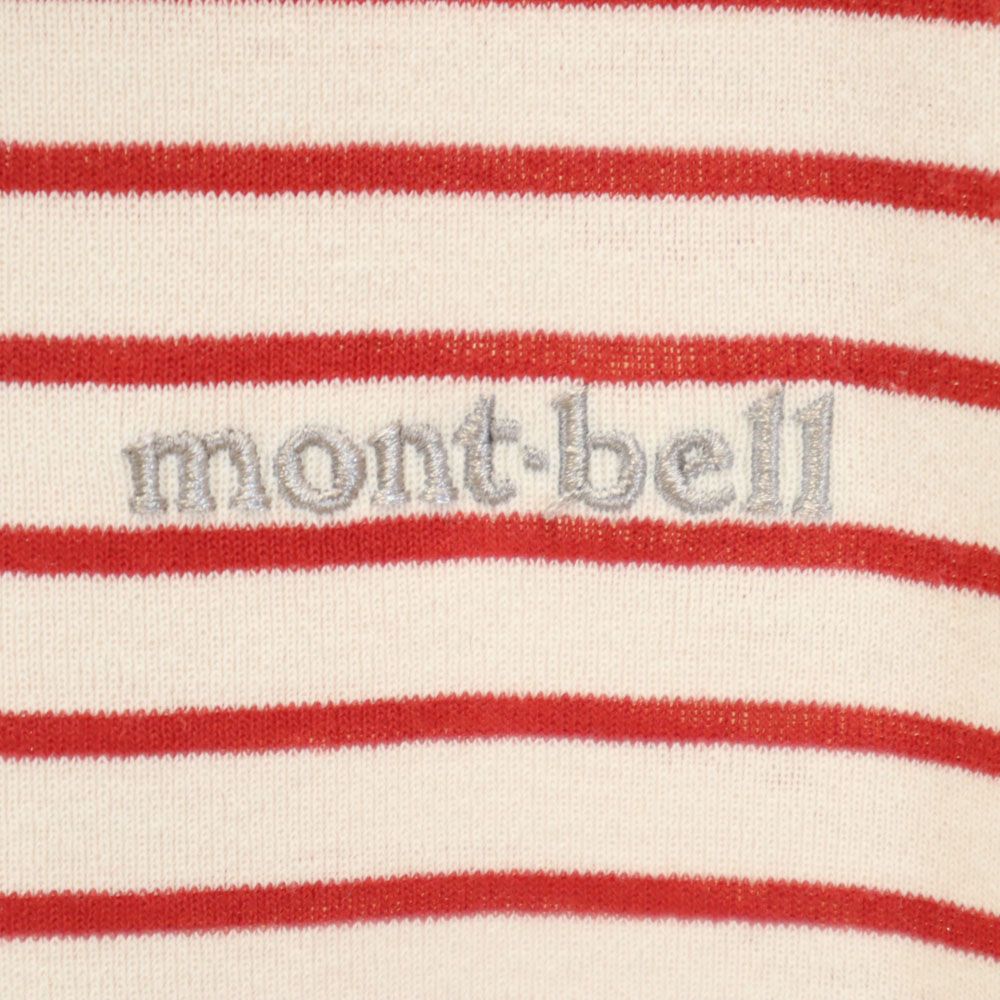モンベル ボーダー 半袖 ポロシャツ XL ベージュ系 mont-bell アウトドア レディース