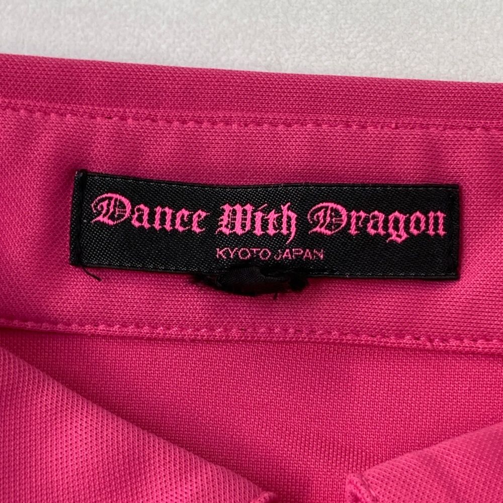 サイズ：2 DANCE WITH DRAGON ダンスウィズドラゴン  半袖ポロシャツ スカルラインストーン ピンク系 [240001237080] ゴルフウェア レディース ストスト サイズ：2 DANCE WITH DRAGON ダンスウィズドラゴン 半袖