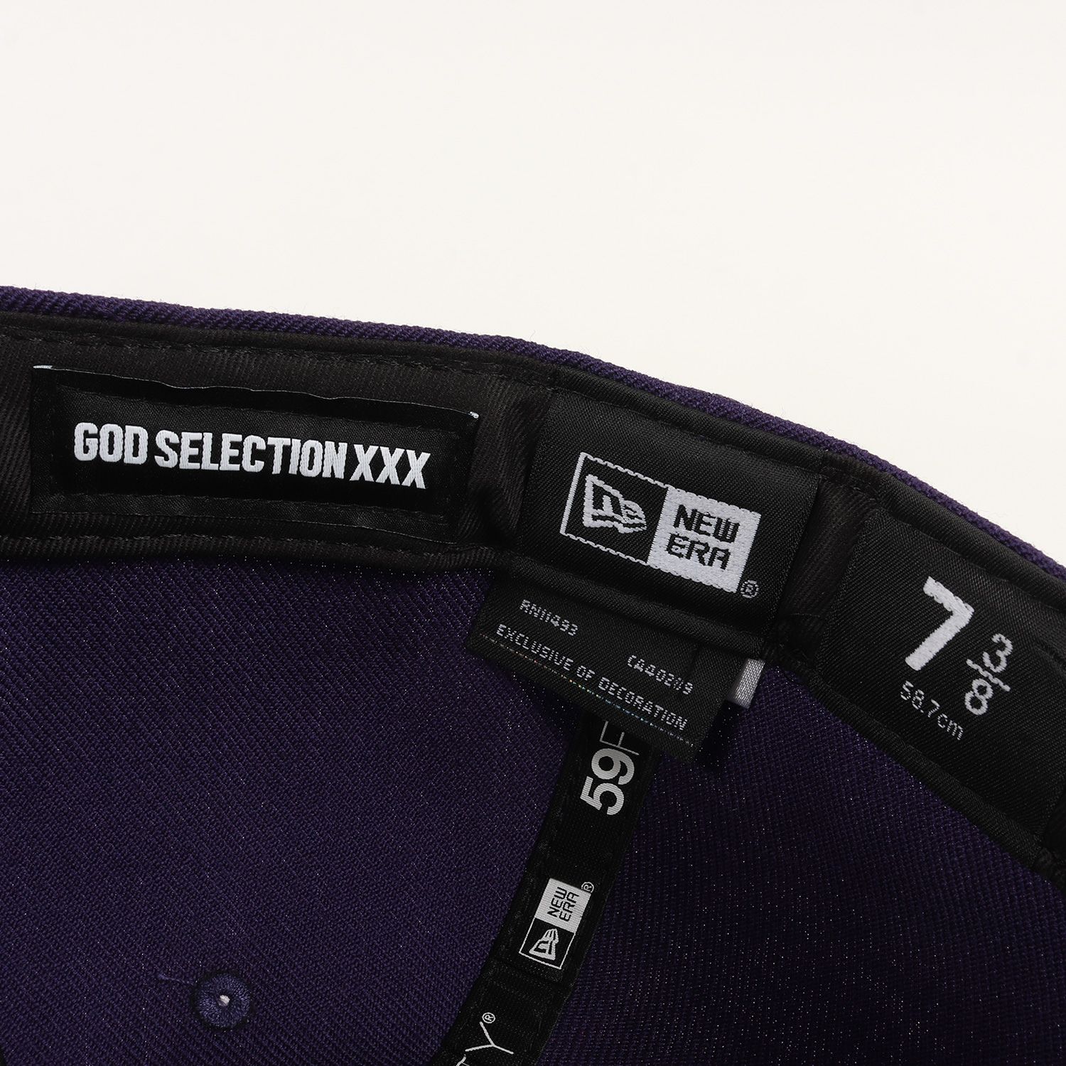 美品 GOD SELECTION XXX ゴッド・セレクション・トリプルエックス キャップ サイズ:7 3/8(58.7cm) 20SS NEW ERA BOXロゴ ベースボールキャップ CAP パープル コラボ 帽子【メンズ】