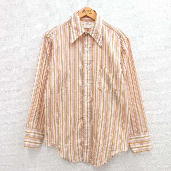 L/古着 アロー 長袖 シャツ メンズ 茶系他 ブラウン ストライプ 24jun04 中古 トップス