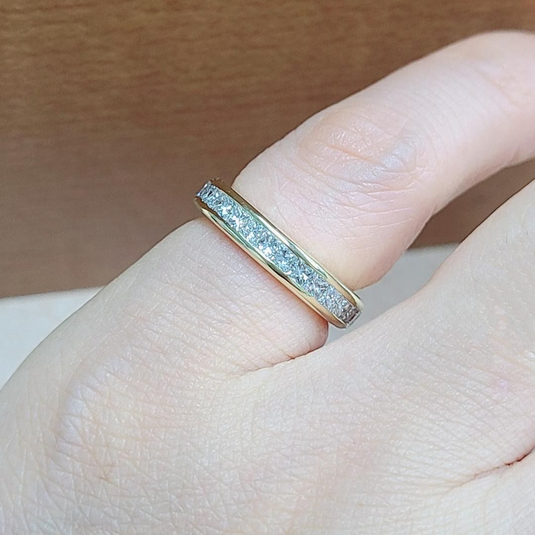 フルエタニティ！プリンセス！1.34ct ダイヤモンド K18 YG リング 鑑