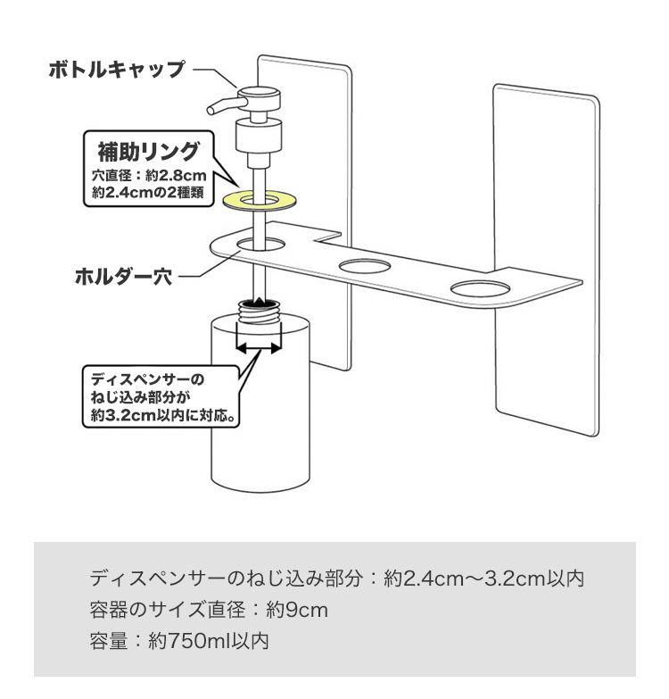 山崎実業 マグネットディスペンサーホルダー タワー 3連 tower 5730 5731 磁石 浮かせる収納 ラック 壁 ずれない 傷つきにくい 穴あけ不要 お手入れ 簡単 シンプル おしゃれ バスグッズ お風呂 バスルーム 浴室 洗面所 キッチン ポンプ式