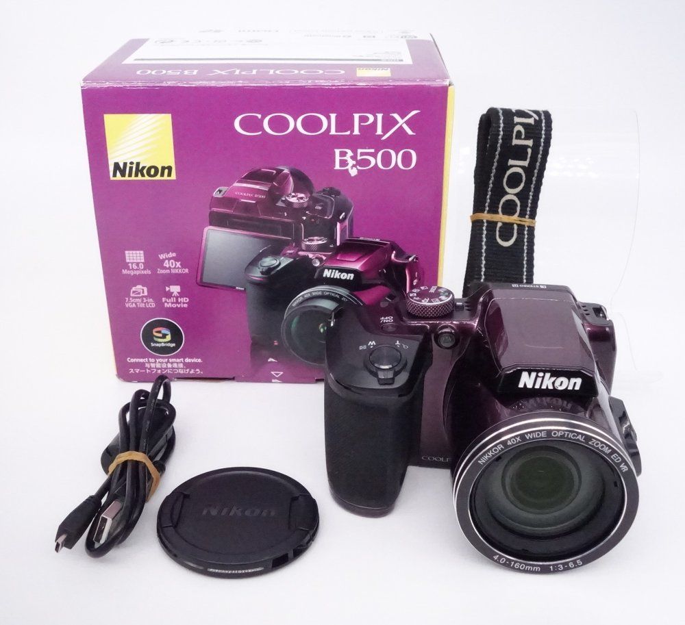 上品 ニコン Nikon デジタルカメラ COOLPIX B500 1602万画素 単三電池 プラム B500PU D090084A