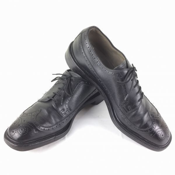 80s-90s?|Vintage CORDWAINER コードウェイナー ウイングチップ ビジネスシューズ 黒|BLACK size9.5C 26.5-27.0|メンズ 菅NO.メZC-84<sale>