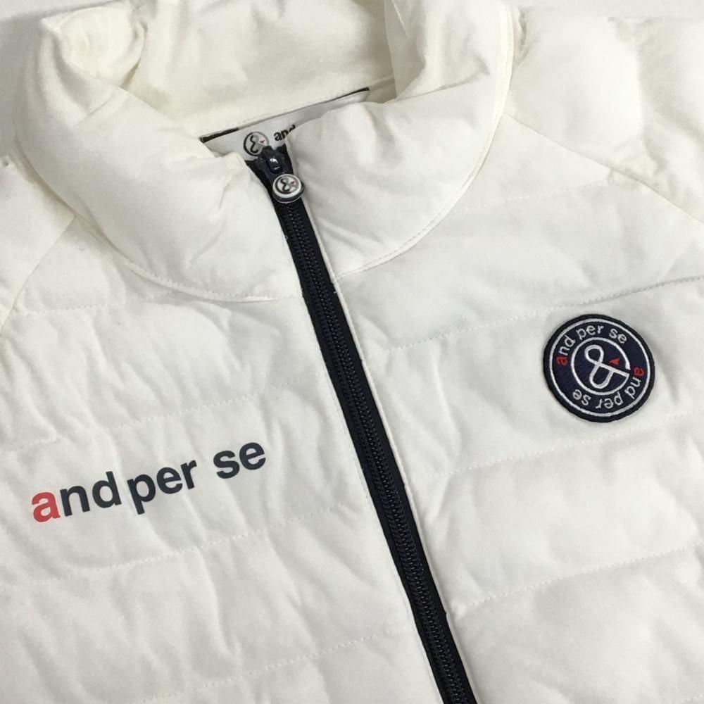 ☆SALE価格☆アンパスィ 中綿ジャケット 白×ネイビー 袖口ロゴ