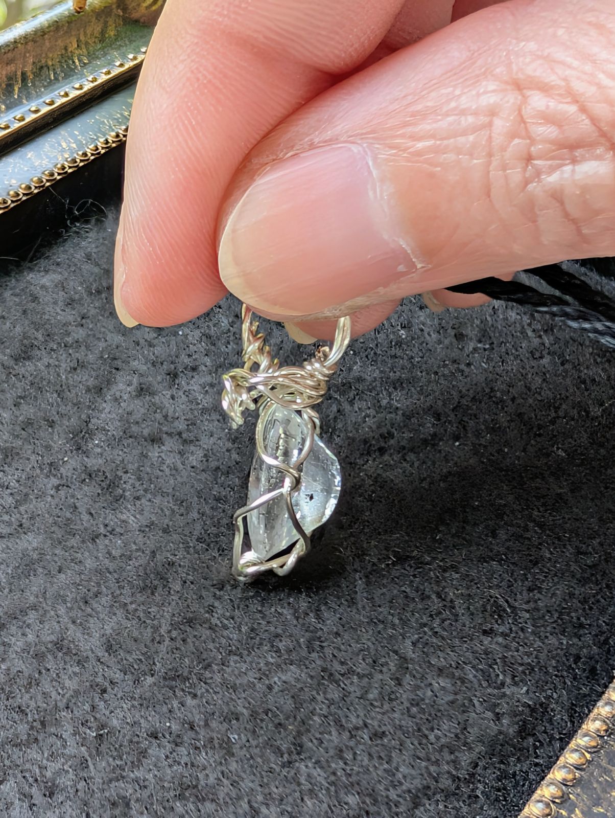 High Quality Stone ファセットカット パイライトinクォーツ ワイヤーネックレス 447 TALLINNNEXPO_COM