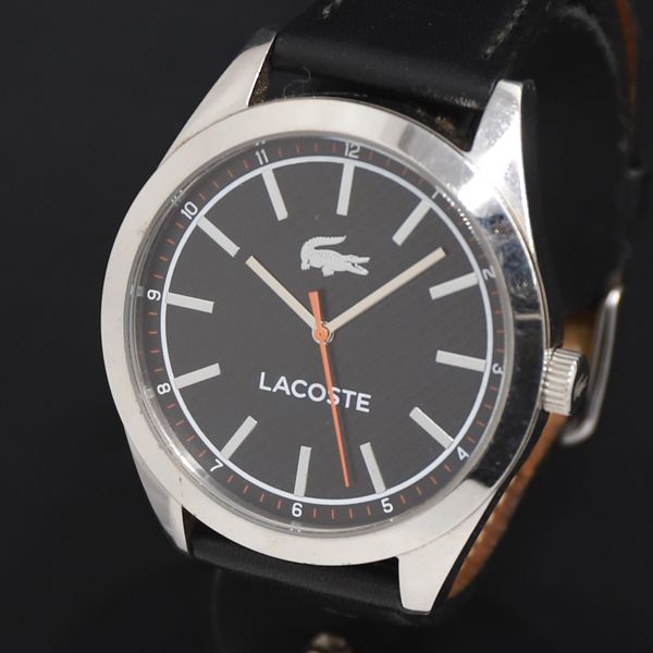 稼働 QZ 良品 LACOSTE LC.98.1.14.2714 黒文字盤 レディース