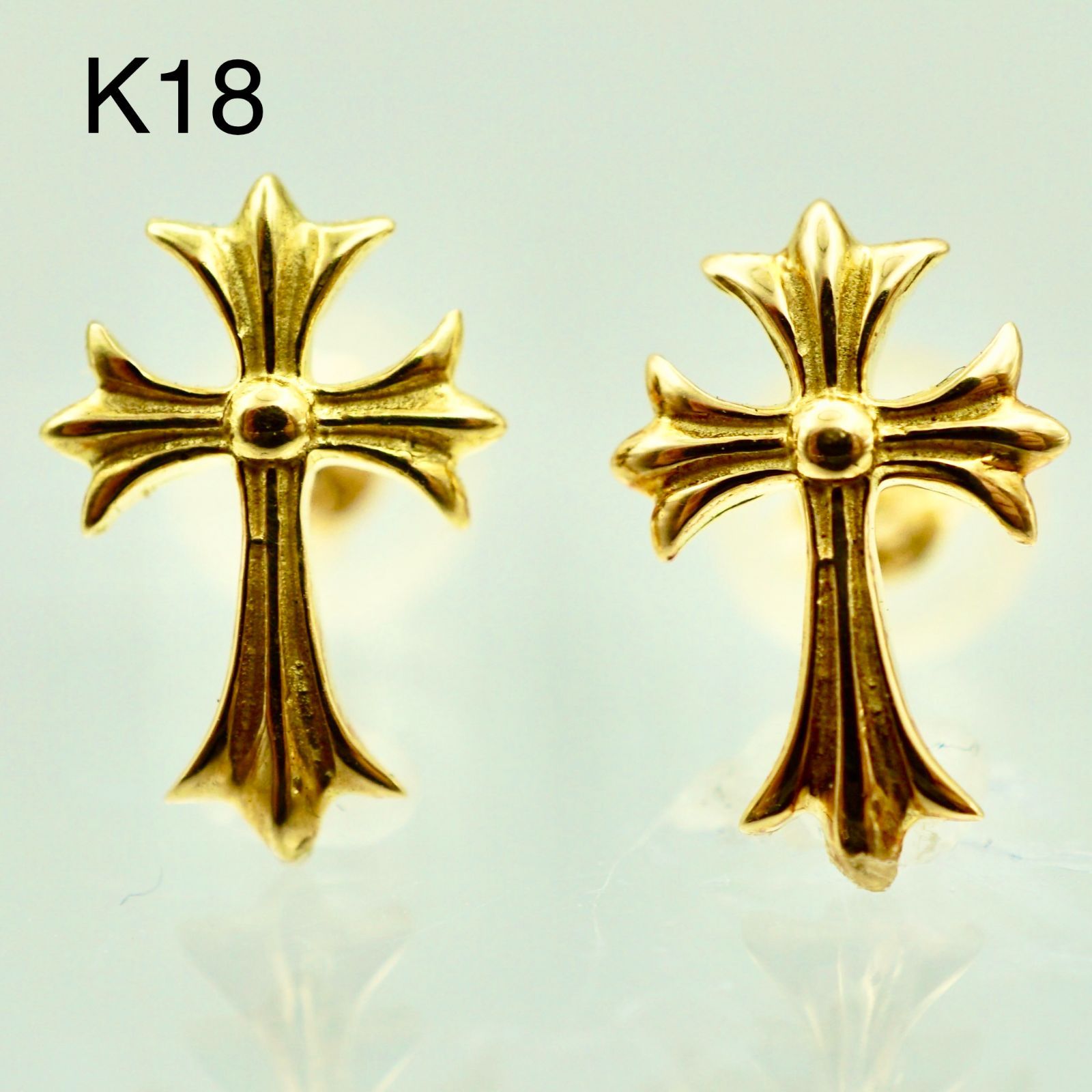 K18 地金 クロスピアス 18金 イエローゴールド 保証書付 メンズ 