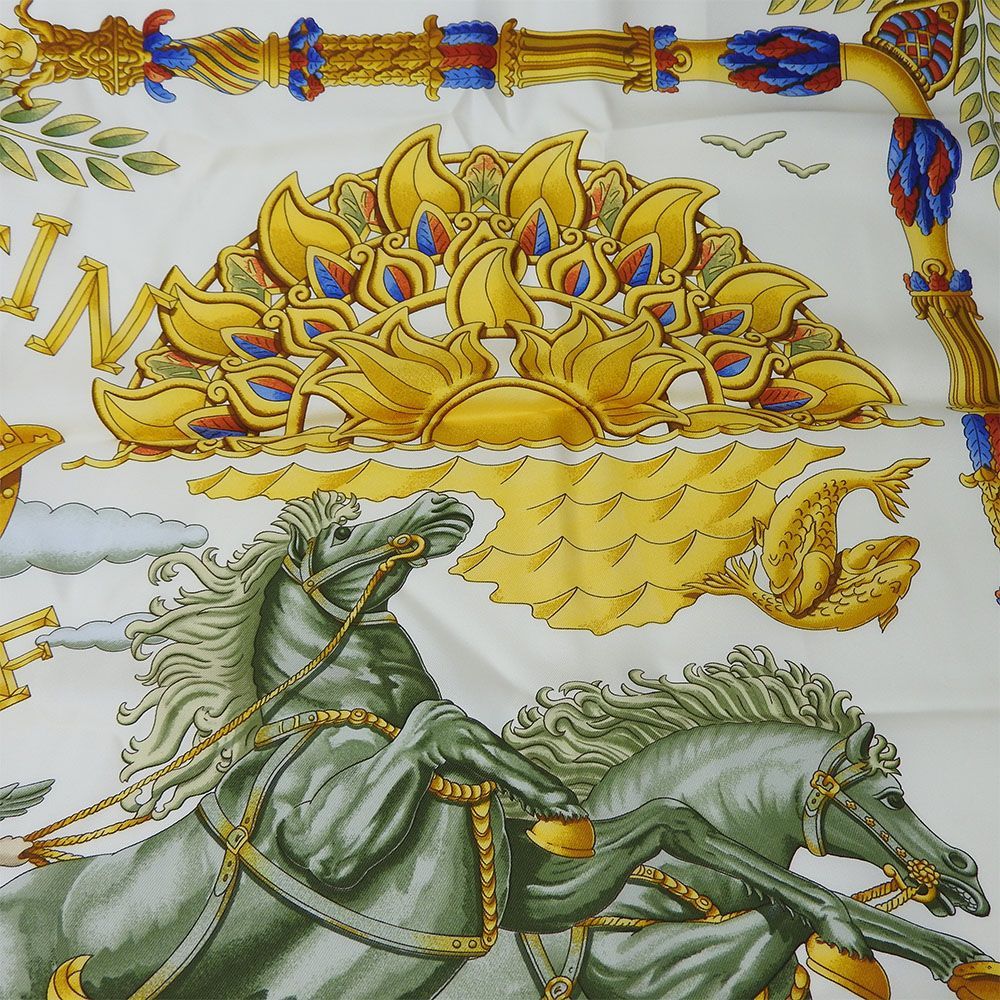 中古】 エルメス スカーフ カレ90 シルク100％ Le Matin Neuf 