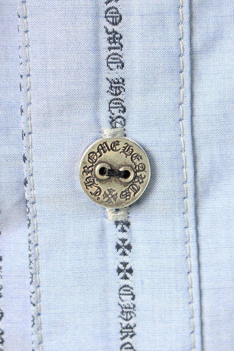 クロムハーツ ロゴストライプエンブロイダリー長袖シャツ メンズ L  