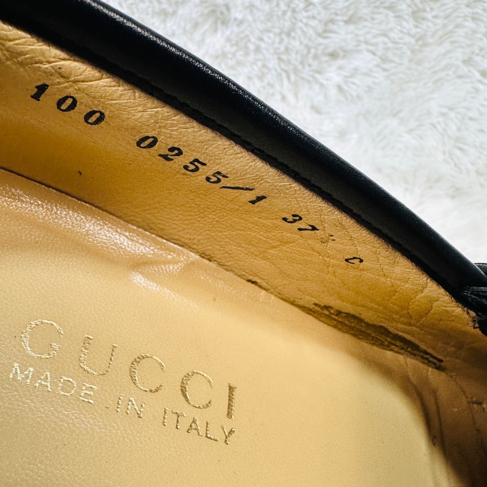 A21】GUCCI グッチ 靴 ローファー 黒 馬具飾り サイズ37 1/2 C